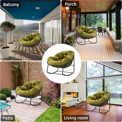 Modern Boho Hanging Egg Chair - Freestanding Rattan Swing Chair Nest Pod for Garden, Patio, Poolside