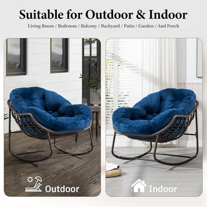 Modern Boho Hanging Egg Chair - Freestanding Rattan Swing Chair Nest Pod for Garden, Patio, Poolside