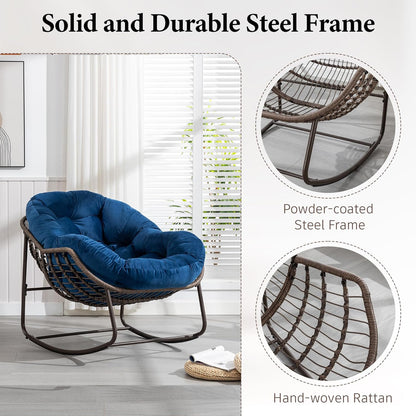 Modern Boho Hanging Egg Chair - Freestanding Rattan Swing Chair Nest Pod for Garden, Patio, Poolside