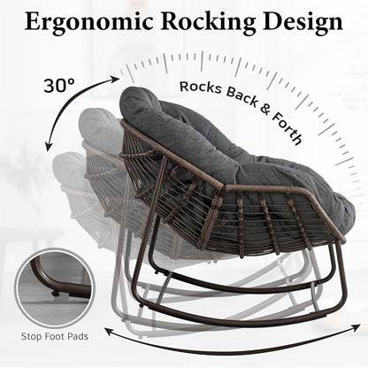 Modern Boho Hanging Egg Chair - Freestanding Rattan Swing Chair Nest Pod for Garden, Patio, Poolside