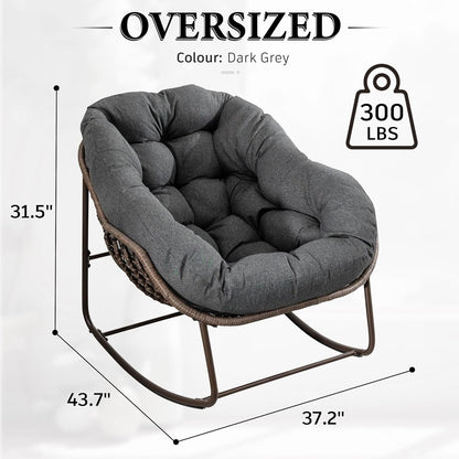 Modern Boho Hanging Egg Chair - Freestanding Rattan Swing Chair Nest Pod for Garden, Patio, Poolside
