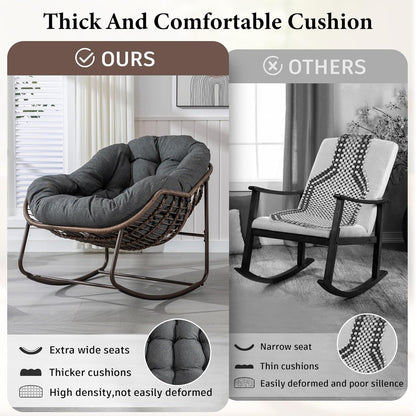 Modern Boho Hanging Egg Chair - Freestanding Rattan Swing Chair Nest Pod for Garden, Patio, Poolside