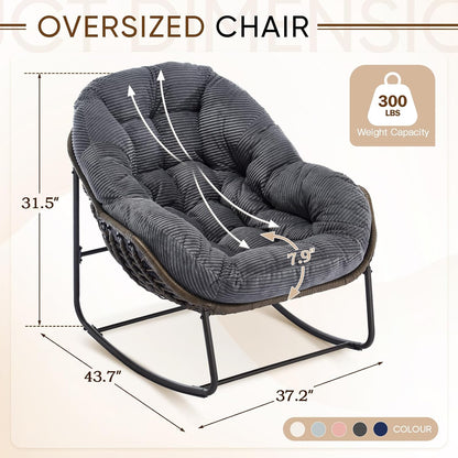 Modern Boho Hanging Egg Chair - Freestanding Rattan Swing Chair Nest Pod for Garden, Patio, Poolside