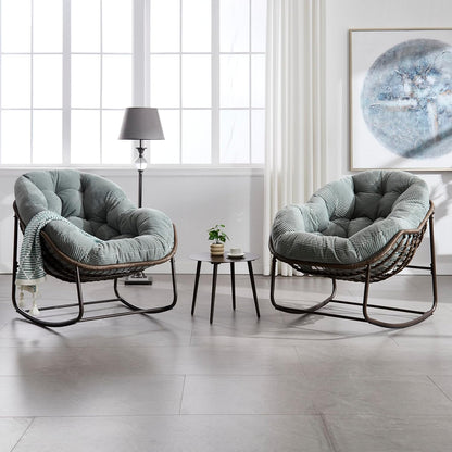 Modern Boho Hanging Egg Chair - Freestanding Rattan Swing Chair Nest Pod for Garden, Patio, Poolside
