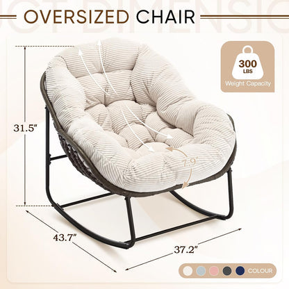 Modern Boho Hanging Egg Chair - Freestanding Rattan Swing Chair Nest Pod for Garden, Patio, Poolside