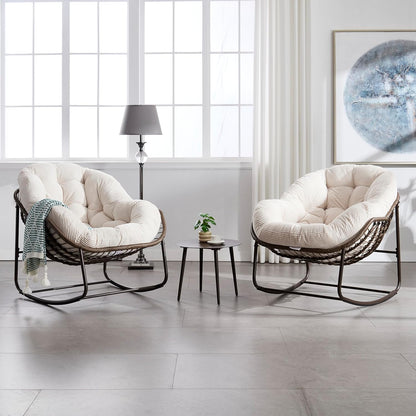 Modern Boho Hanging Egg Chair - Freestanding Rattan Swing Chair Nest Pod for Garden, Patio, Poolside