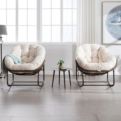 Modern Boho Hanging Egg Chair - Freestanding Rattan Swing Chair Nest Pod for Garden, Patio, Poolside