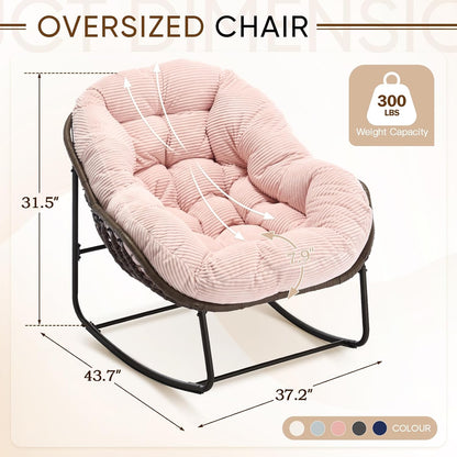 Modern Boho Hanging Egg Chair - Freestanding Rattan Swing Chair Nest Pod for Garden, Patio, Poolside