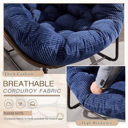 Modern Boho Hanging Egg Chair - Freestanding Rattan Swing Chair Nest Pod for Garden, Patio, Poolside