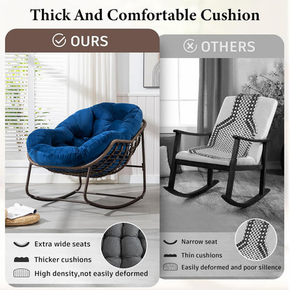 Modern Boho Hanging Egg Chair - Freestanding Rattan Swing Chair Nest Pod for Garden, Patio, Poolside