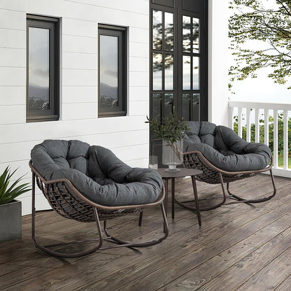 Modern Boho Hanging Egg Chair - Freestanding Rattan Swing Chair Nest Pod for Garden, Patio, Poolside
