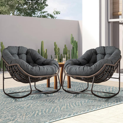 Modern Boho Hanging Egg Chair - Freestanding Rattan Swing Chair Nest Pod for Garden, Patio, Poolside