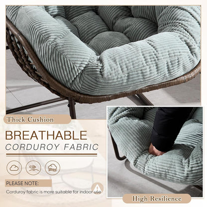 Modern Boho Hanging Egg Chair - Freestanding Rattan Swing Chair Nest Pod for Garden, Patio, Poolside