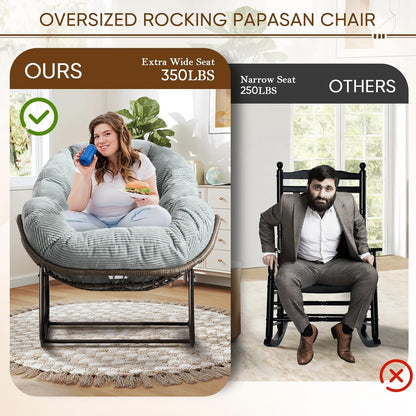 Modern Boho Hanging Egg Chair - Freestanding Rattan Swing Chair Nest Pod for Garden, Patio, Poolside