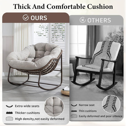 Modern Boho Hanging Egg Chair - Freestanding Rattan Swing Chair Nest Pod for Garden, Patio, Poolside
