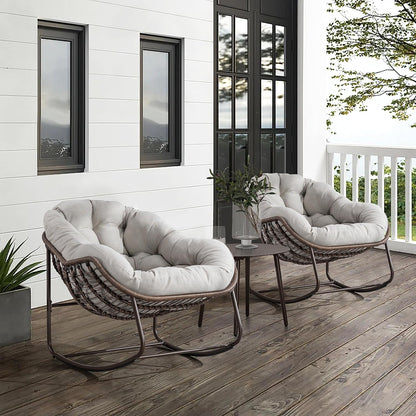 Modern Boho Hanging Egg Chair - Freestanding Rattan Swing Chair Nest Pod for Garden, Patio, Poolside