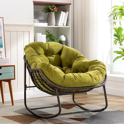 Modern Boho Hanging Egg Chair - Freestanding Rattan Swing Chair Nest Pod for Garden, Patio, Poolside
