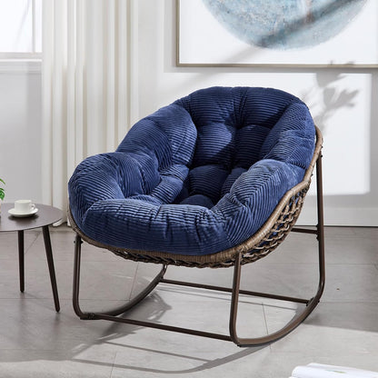 Modern Boho Hanging Egg Chair - Freestanding Rattan Swing Chair Nest Pod for Garden, Patio, Poolside