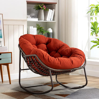 Modern Boho Hanging Egg Chair - Freestanding Rattan Swing Chair Nest Pod for Garden, Patio, Poolside