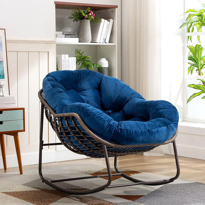 Modern Boho Hanging Egg Chair - Freestanding Rattan Swing Chair Nest Pod for Garden, Patio, Poolside